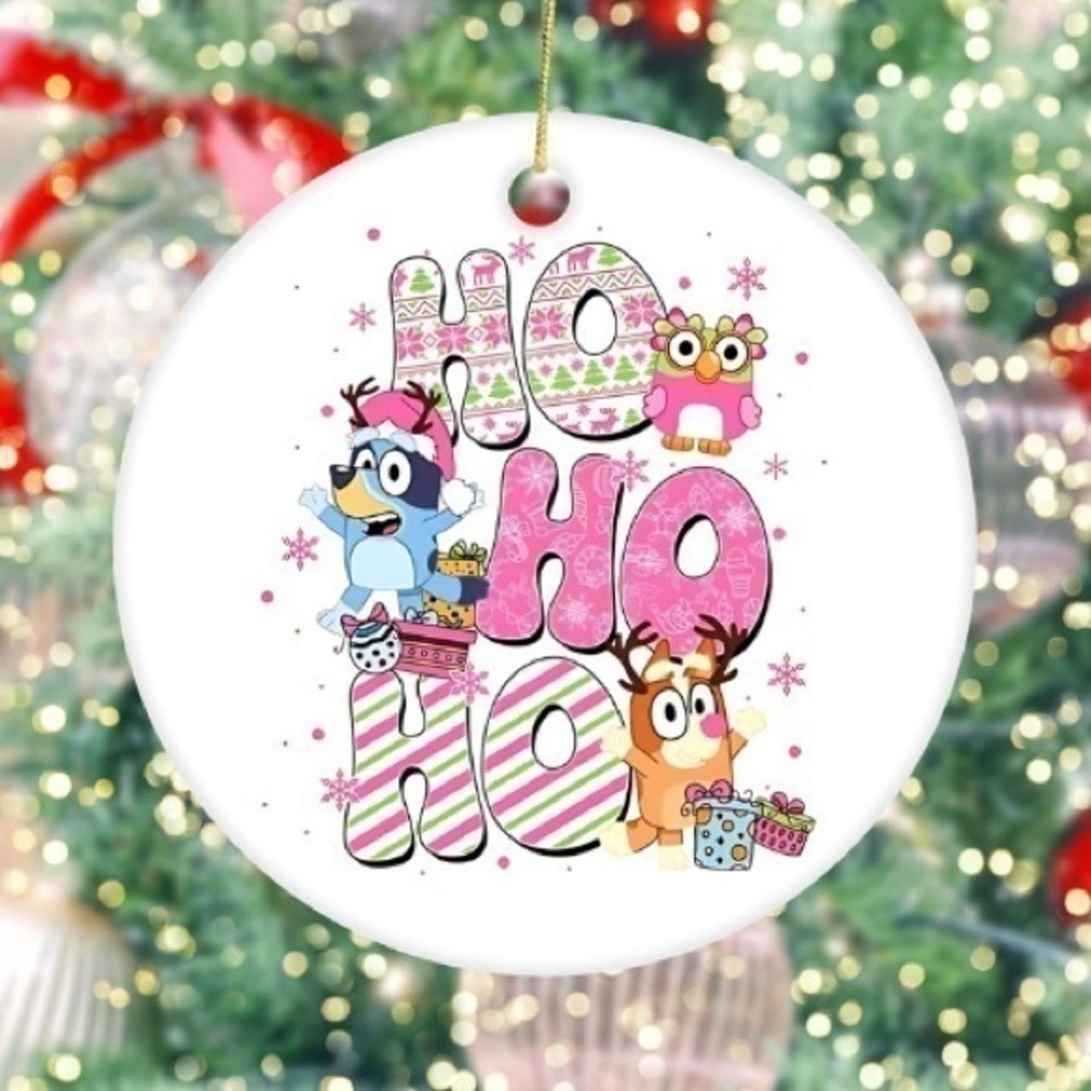 Bluey White Ceramic Christmas Ornament